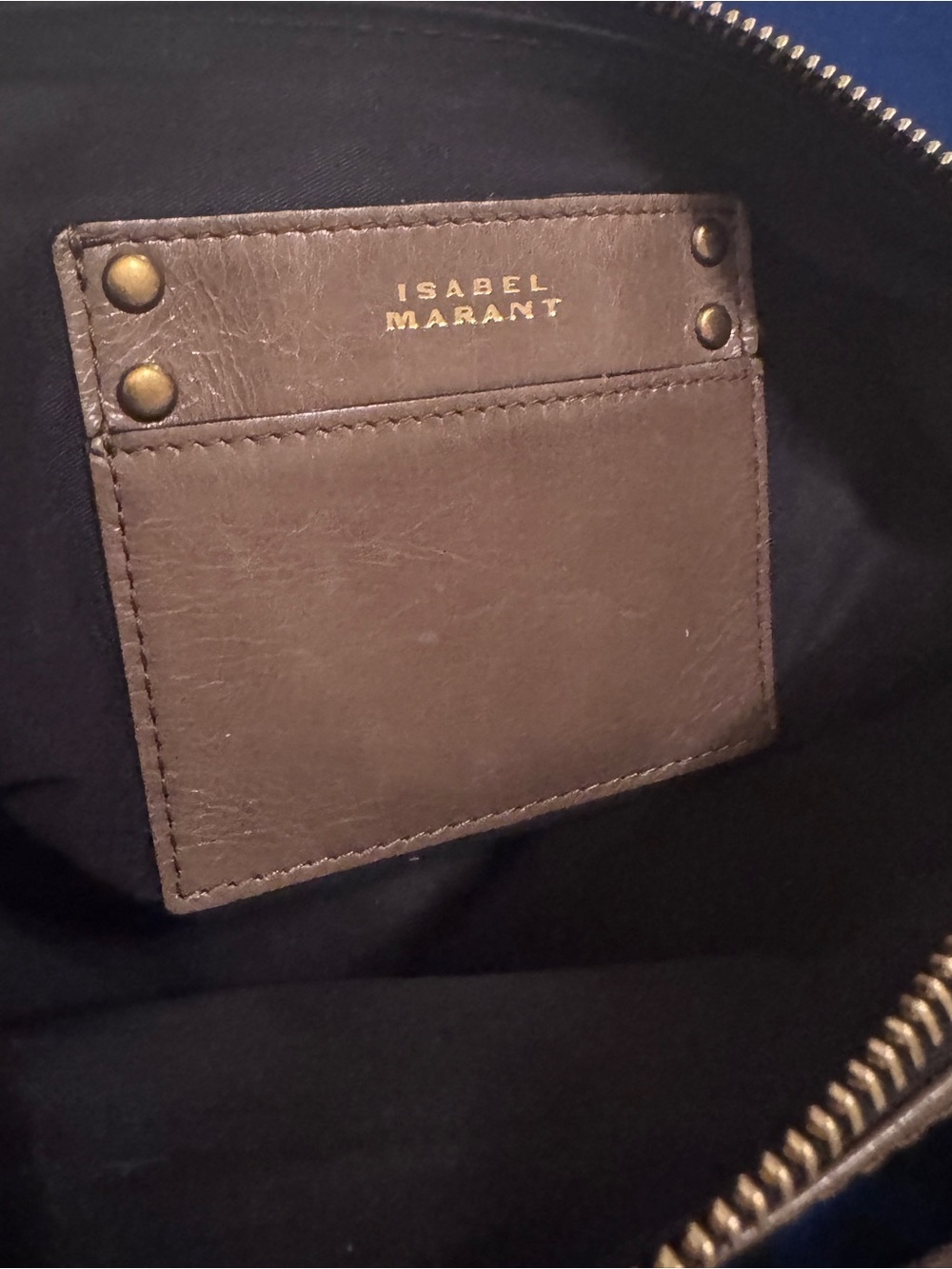 Isabel Marant Taupe Shiny Leather Crossbody with Branded Strap - Picture 4 of 9
